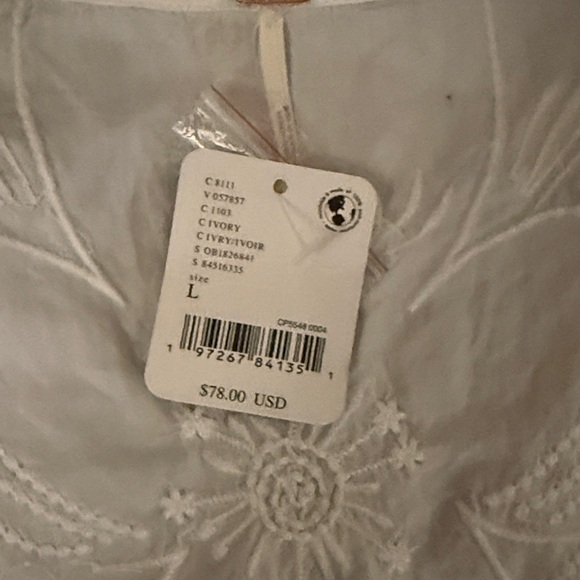 Free People White Floral Embroidered Ruffle Crop Top - Picture 2 of 2